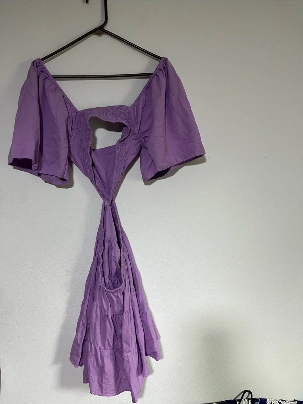 Free People Cross of Sunlight Lilac Cutout Tiered Mini Dress